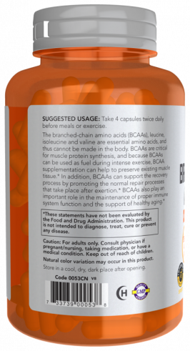 NOW Branched Chain Amino Acids, 120 капсул