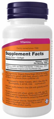 NOW Natural Beta Carotene 25000 IU