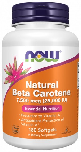 NOW Natural Beta Carotene 25000 IU, 180 капсул
