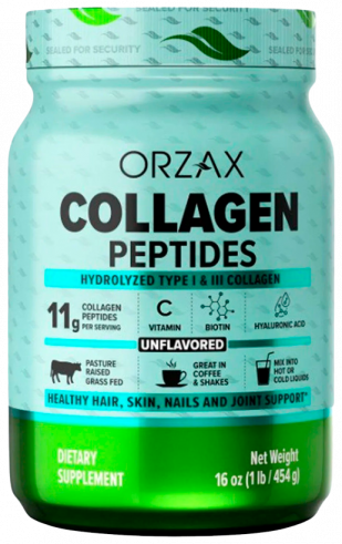 Orzax Collagen Peptides, Пептиды Коллагена, 454 грамм