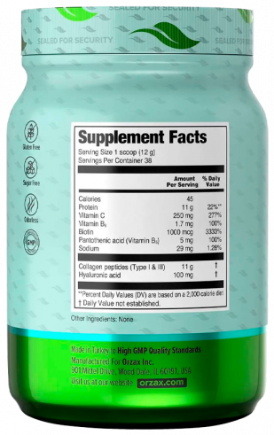 Orzax Collagen Peptides, Пептиды Коллагена, 454 грамм