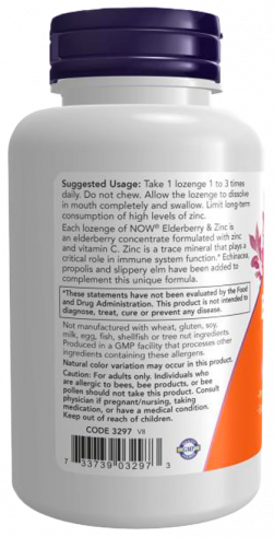 NOW Elderberry &amp; Zinc, 30 табелок