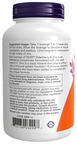 NOW Elderberry &amp; Zinc, 90 таблеток