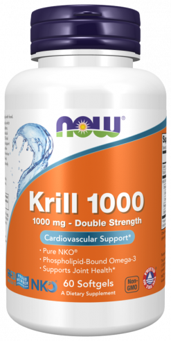 NOW Neptune Krill 1000, Нептун Криль 1000, 60 капсул