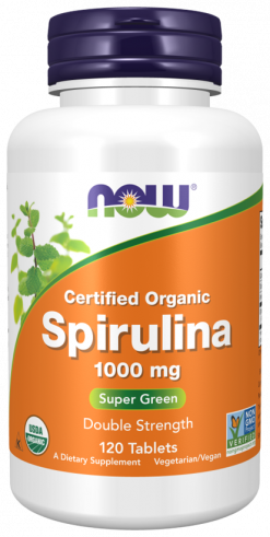 NOW Certified Organic Spirulina 1000 mg, 120 таблеток