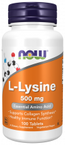 NOW L-Lysine 500 mg, L-Лизин 500 мг, 100 таблеток